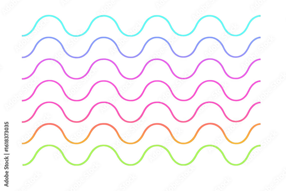 Poster vibrant wavy lines intertwining across transparent backdrop, generating dynamic visual energy and ve