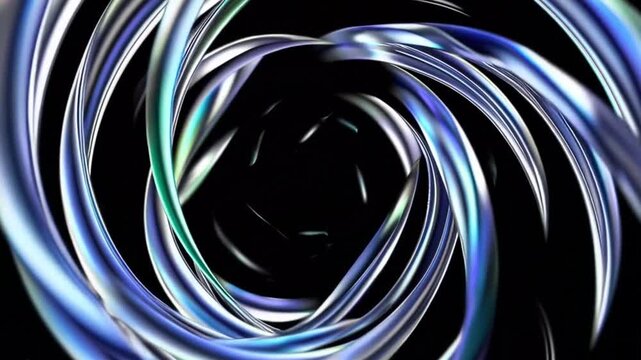 A mesmerizing swirl of blue and silver lines against a black background, creating a sense of movement and depth. This abstract design is visually stunning and evokes feelings of fluidity and energy.