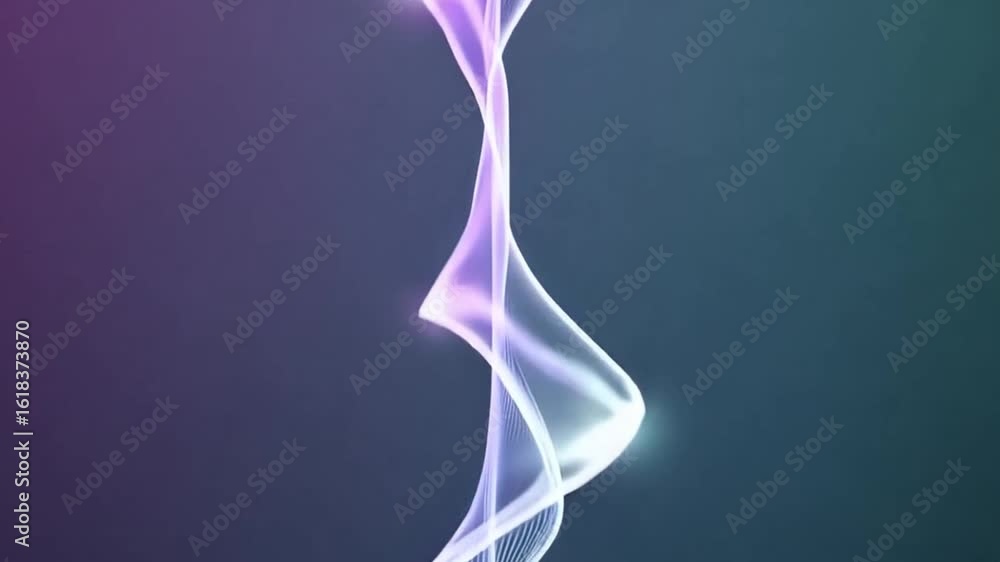 Poster a flowing light curve of purple and white on dark background. the curve adds a dynamic feel
