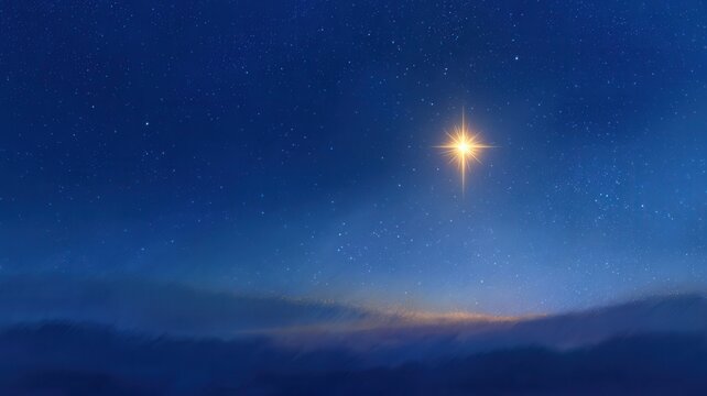Radiant star glowing above peaceful village, highlighting spiritual significance of christmas eve and divine nativity narrative