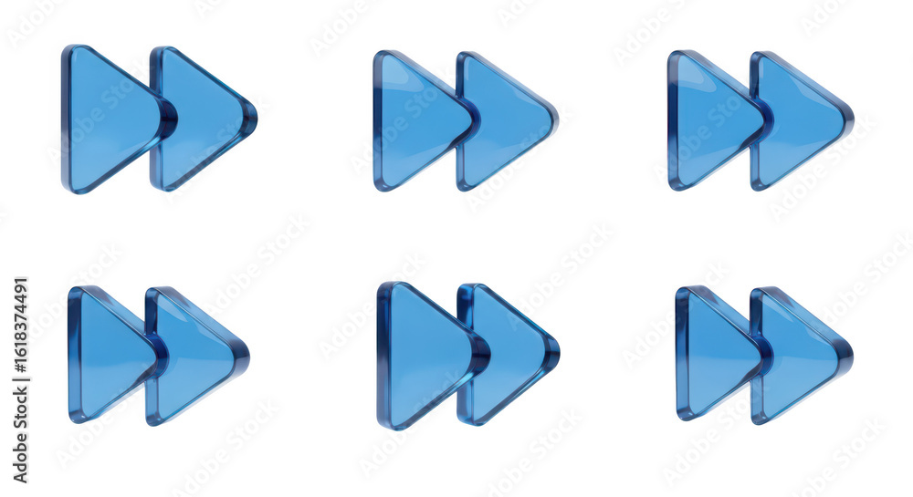 Poster glass fast forward symbols arranged in a grid on a white surface the icons suggest a speed or playba