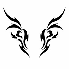 Tribal Angel Wings Vector Illustration Symmetrical Wing Tattoo Design