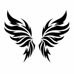 Tribal Angel Wings Vector Illustration Symmetrical Wing Tattoo Design