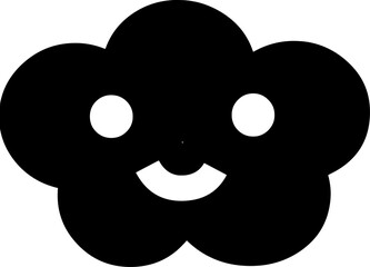 Smiling Black Cloud Face Vector Icon