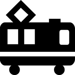 Rounded filled train icon representing railway transport; ideal for apps, maps, presentations, and signage.
