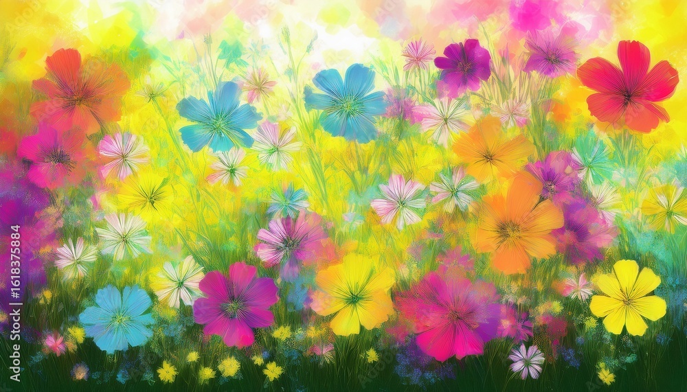 Poster graphical design pattern of summer flowers based on generative ai