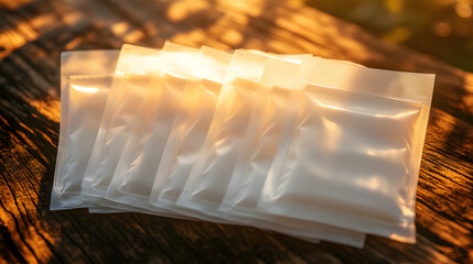 Transparent Bags with Light: A close-up captures a cluster of transparent plastic bags, bathed in soft sunlight, creating a study of simplicity and light interplay.