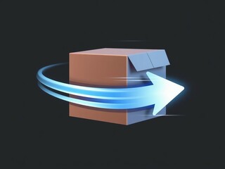 Unboxing the future: discover the secrets inside this box with a swirling arrow of possibility!