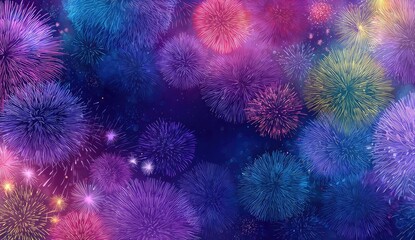 Colorful firework display against a dark night sky