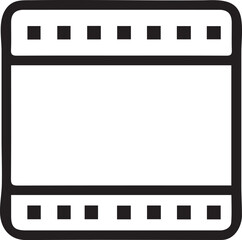 Black and White Graphic Filmstrip Icon Depicting a Reel of Film for Motion Pictures or Still Photography