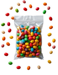 Vacuumsealed Colorful Jelly Beans White Background with High Contrast Studio
