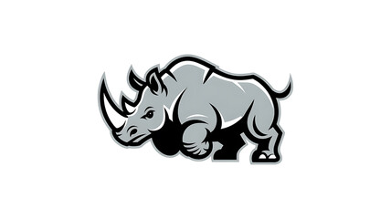 Fototapeta premium Rhinoceros Illustration Logo on White Background – Strong and Bold Animal Symbol Design