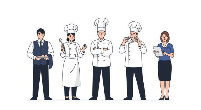 A diverse group of culinary professionals and service staff posing together proudly