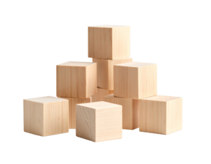 children's eco toys for toddlers, wooden cube isolated on a white background, the development of fine motor skills and thinking in children