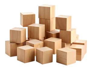 children's eco toys for toddlers, wooden cube isolated on a white background, the development of fine motor skills and thinking in children
