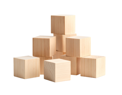 children's eco toys for toddlers, wooden cube isolated on a white background, the development of fine motor skills and thinking in children