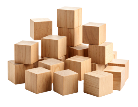 children's eco toys for toddlers, wooden cube isolated on a white background, the development of fine motor skills and thinking in children