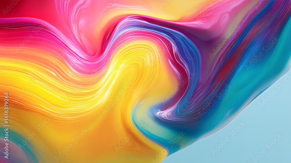 Poster colorful abstract swirl: a vibrant display of swirling colors blends, creating a dynamic and visuall