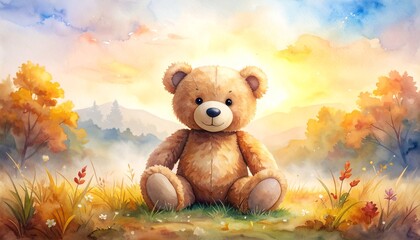 Child's toy (e.g., a teddy bear), soft focus, gentle watercolor rendering, nostalgic and comforting, full HD.