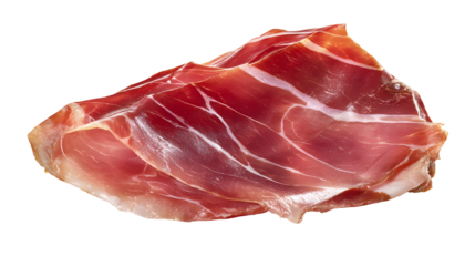 Thinly sliced cured ham isolated on transparent background