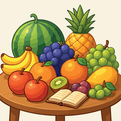 Vibrant Tropical Fruit Medley on Rustic Table