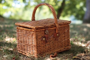 Wicker basket for picnic