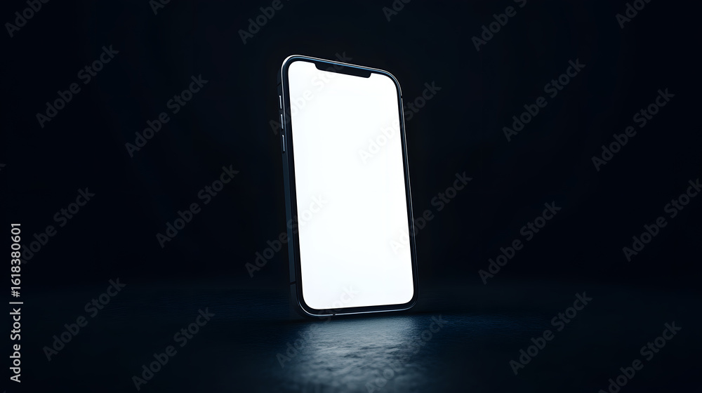 Poster smartphone: showcase a smartphone device, its sleek design accentuated by a simple background, offer