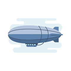 Obraz premium A blue airship or zeppelin floats against a light blue background.