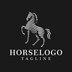 Elegant Striped Horse Silhouette Logo Design for Brand Identity