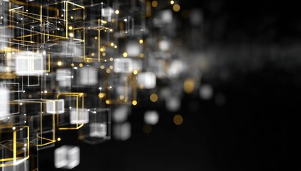 Abstract digital network of interconnected cubes