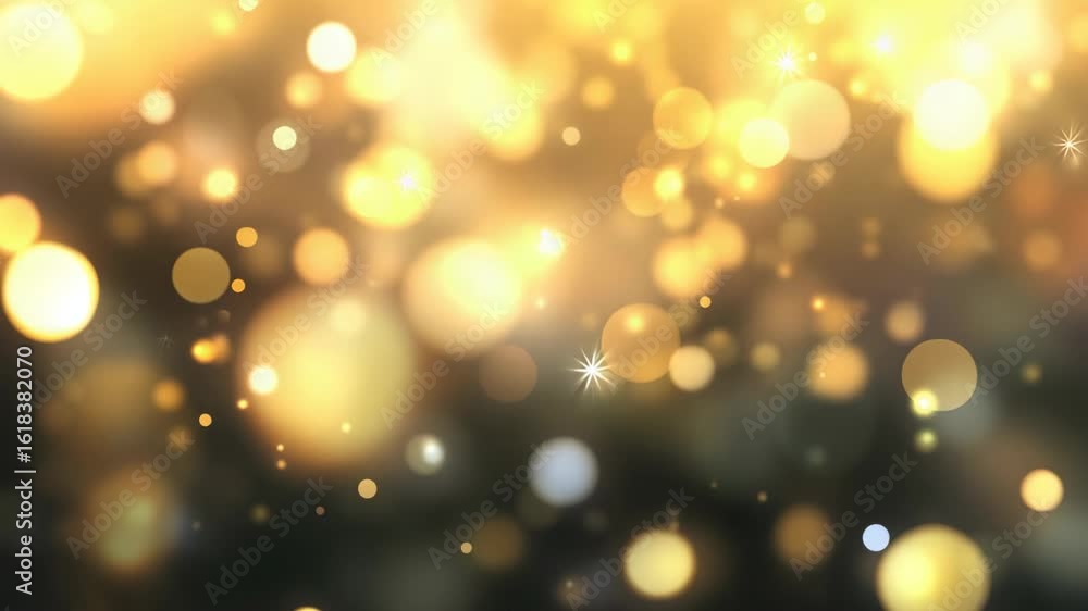Aufkleber golden bokeh light effects animation with sparkling particles for backgrounds