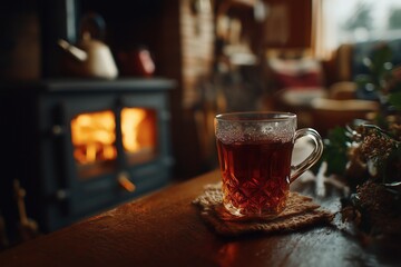 Winter tea in warm home