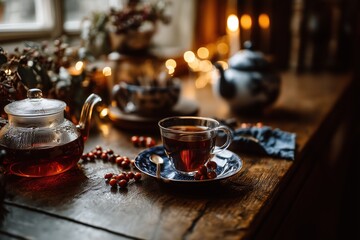 Winter tea in warm home