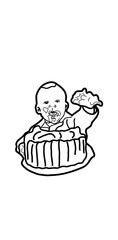 boy with cake illustration