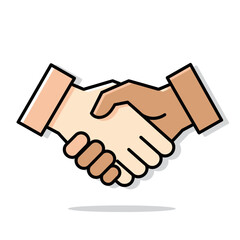 Two hands of different skin tones shaking in agreement or partnership.