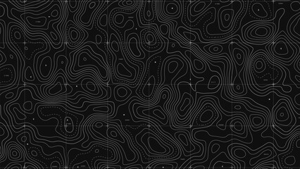abstract geometric topographic mountain map with editable strokes in chart in black background template