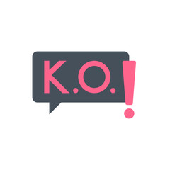 K.O. Badge in Black Speech Bubble with Pink Accent
