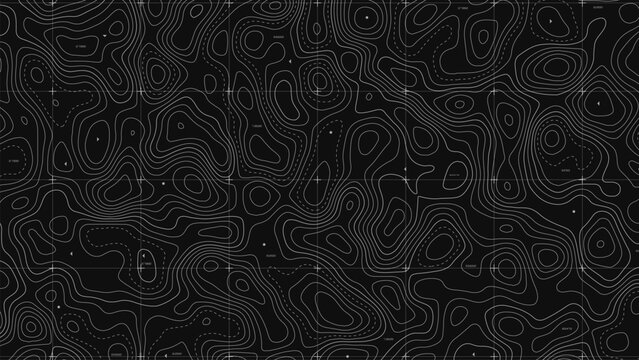 abstract geometric topographic mountain map with editable strokes in chart in black background template
