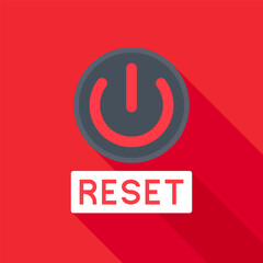 Reset Button Badge on Red Background with Shadow