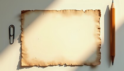 Vintage Writing Supplies on Light Background