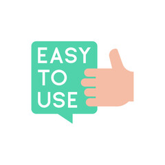 Easy to Use Badge with Thumbs Up Icon and Green Bubble Shape