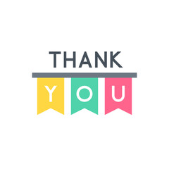 THANK YOU Banner with Colorful Flags and Text