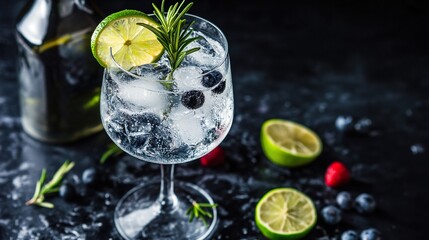 Close-up of Gin and Tonic Cocktail