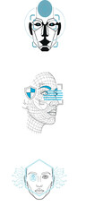 Facial Recognition Security Scan,Biometric Identity Verification System,Cyber Security and AI Face Scanning
