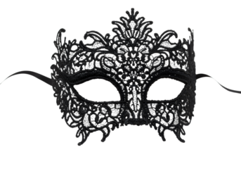 Black Lace Mask with Floral Embroidery – Elegant and Mysterious