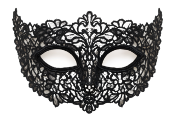 Black Lace Mask with Floral Embroidery – Elegant and Mysterious