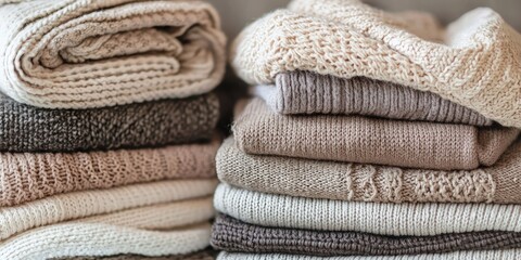 Essentials collection of neutral-toned wardrobe basics folded neatly