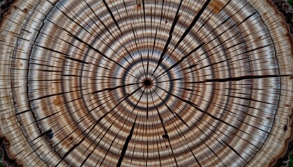 Intricate Natural Patterns of Tree Rings with Detailed Texture and Warm Earthy Tones
