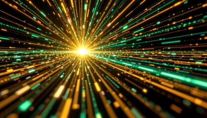 Bright Energy Rays Emanating from Central Light Source in Dark Background