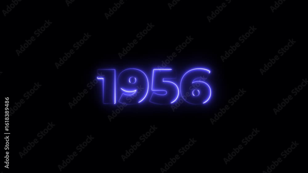 Poster 1956 neon line text. abstract 1956 neon text animation, glowing neon number text background 4k anima